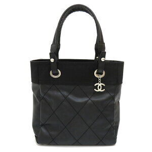 CHANEL Paris Biarritz Tote Bag circa Canvas Leather Black